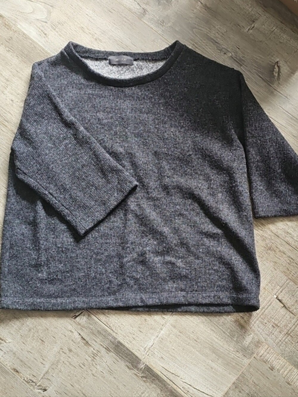 OAK + FORT Women Charcoal Crewneck Sweater Oversized Size M 50% Wool 3/4 Sleeve